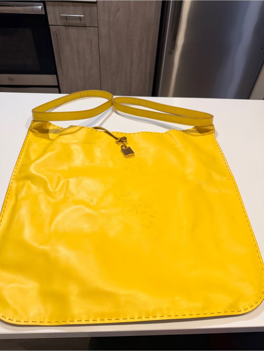 Tom Ford Large Yellow Leather Shopping Tote Shoulder Bag Italy - Picture 2 of 9